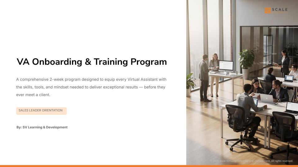 VA Onboarding & Training Program - Scale Virtually Philippines